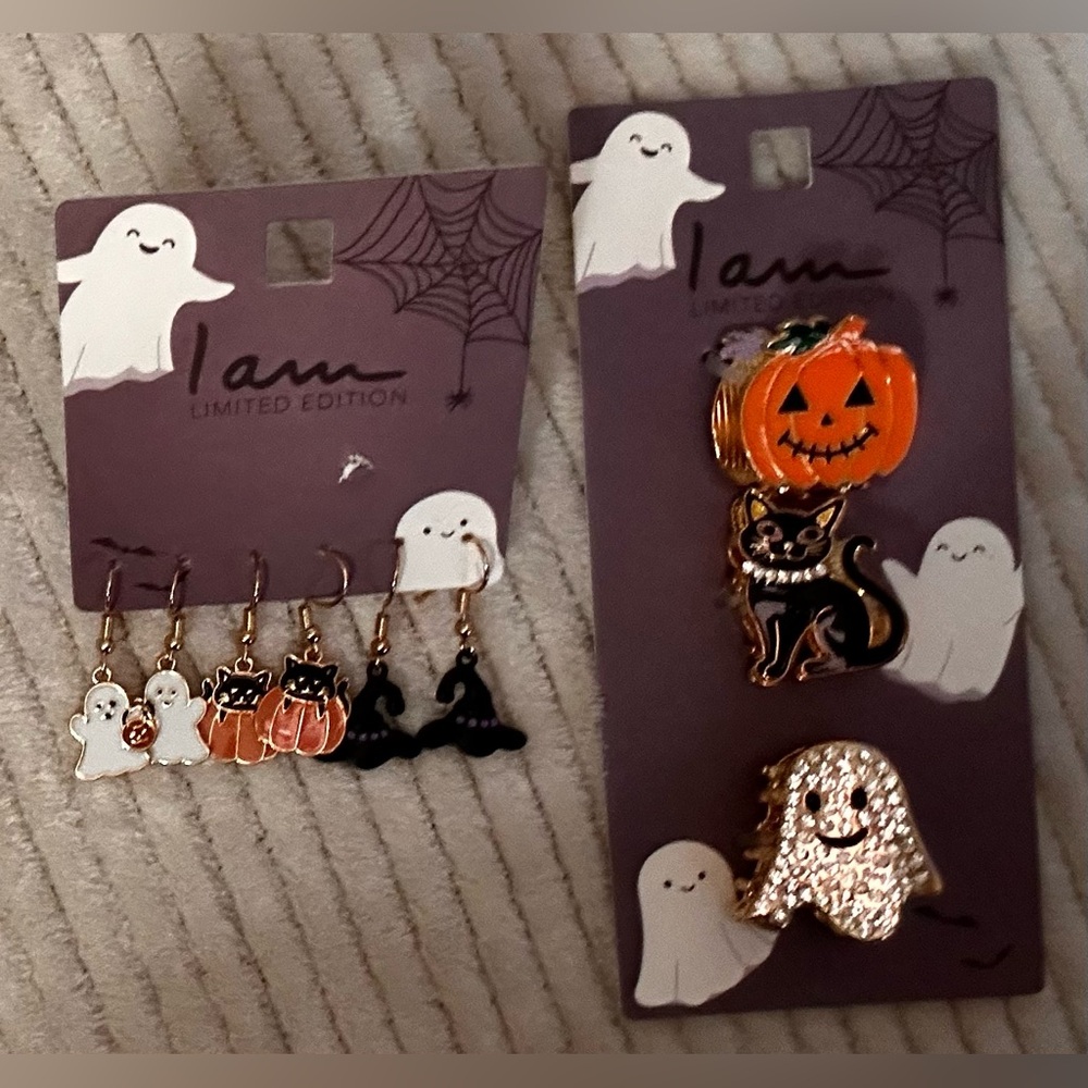 I AM Limited Edition Halloween Dangle Earrings snd Hair Clip Set
